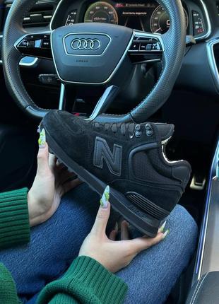 ❄️зимові жіночі кросівки new balance high all black suede fur