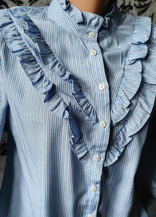 Сорочка, блуза в смужку з красивими рюшами5 фото