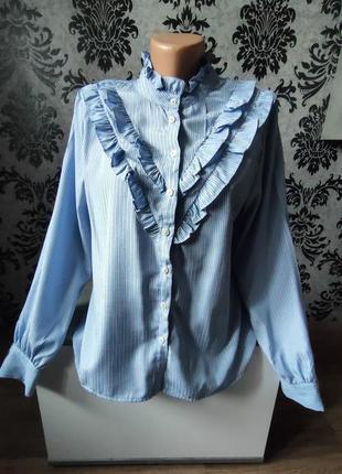 Рубашка, блуза в полоску с красивыми рюшами1 фото