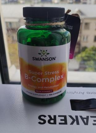 Swanson b-complex supet stress вітаміни групи + вітамін с,100 капсул1 фото