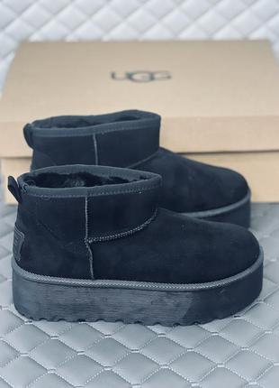 Женские черные замшевые ugg ultra mini угги черные женские ультра мини замш черные