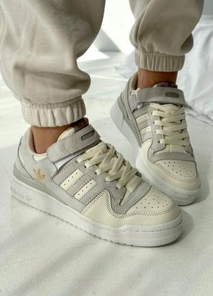 Кроссовки adidas forum light beige8 фото