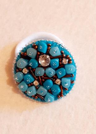 Прикраса для волосся - резиночка, розшита намистинами і стразами 5