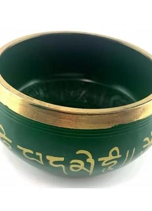 Чаша поющая бронзовая " будда" зеленая (10.1х 9.2х 4.9 см)1 фото
