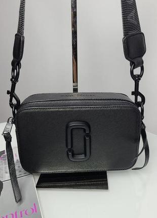 Сумка женская кожаная черная кросс-боди в стиле marc jacobs the snapshot black снепшот кожа через плечо качество супер люкс турция