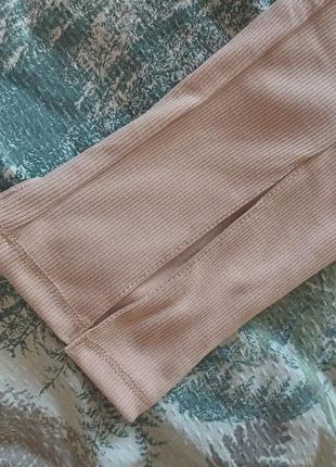 Женские брюки рубчик с разрезом6 фото