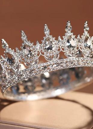 Корона диадема метал под серебро
