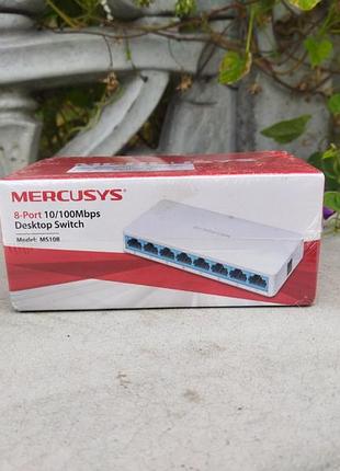 Коммутатор mercusys ms108, 8-портовый,10/100 мбит/с