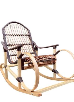 Кресло-качалка деревяная плетеная из лозы3 фото