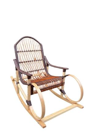 Кресло-качалка деревяная плетеная из лозы4 фото