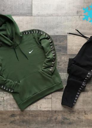 Спортивный костюм nike ❄ хаки-черный (утепленный)