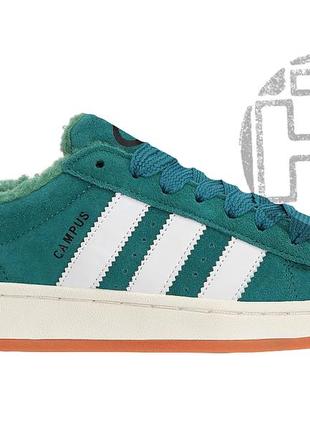 Женские кроссовки adidas campus 00s forest glade green (с мехом) hr1467