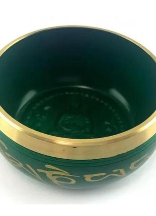 Чаша поющая бронзовая " будда" зеленая (11х10.2х5 см)5 фото