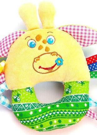 Брязкальце-кільце "жираф бешкетник" текстиль різнобарв'я