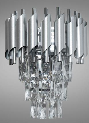 Современный хрустальный настенный светильник mumbai сатин-хром на две лампы 9001-2w-sl+ch1 фото