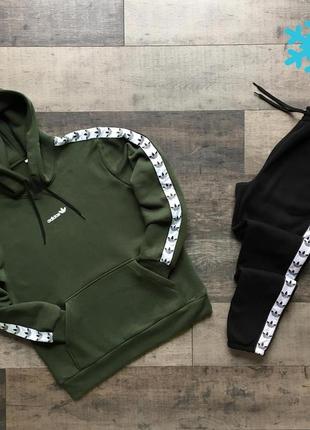Спортивный костюм adidas худи+штаны на флисе. зимний спортивный костюм адидас