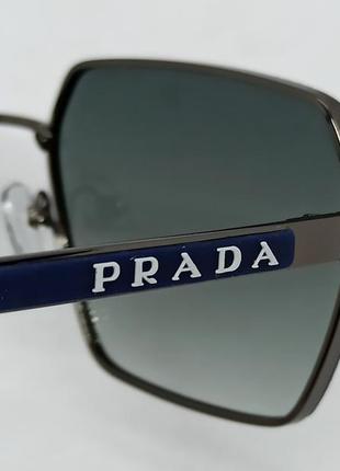 Окуляри в стилі prada чоловічі сонцезахисні сіро зелений градієнт в сірому металі8 фото