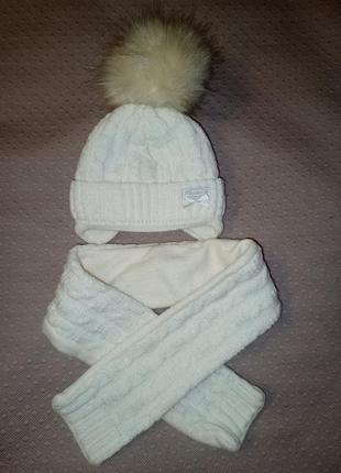 Теплый комплект шапка и шарф