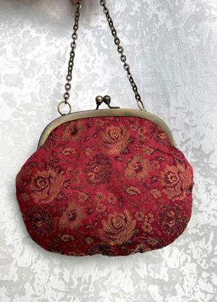 Розкішна червона сумка в вінтажному стилі з бісером паєтками, клатч per una2 фото