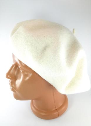 Берет женский белый молочный шерстяной теплый фетровый французский классический женские шапки береты2 фото