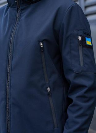 Куртка тактическая soft shell мужская весенняя осенняя синяя ветровка демисезонная софт шелл motiv на флисе6 фото