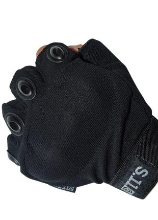 Чорні спортивні неслизькі тактичні рукавички s.11 з кастетом5 фото