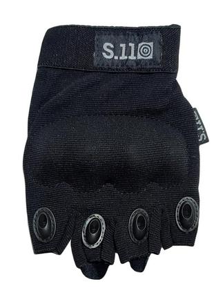 Чорні спортивні неслизькі тактичні рукавички s.11 з кастетом2 фото
