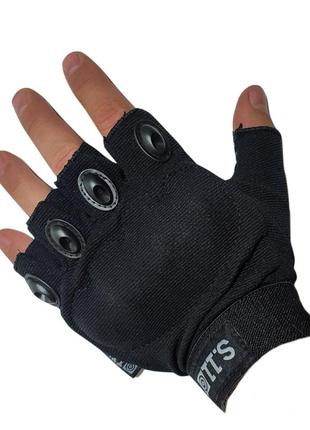 Чорні спортивні неслизькі тактичні рукавички s.11 з кастетом1 фото