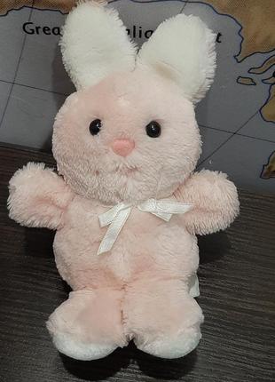 Дитяча м'яка іграшка кролик рожевий1 фото
