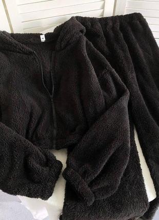 Невероятно теплая пижама: худи на замочке + широкие брюки. идеальный вариант на подарок 🌿 подойдет для сна и5 фото