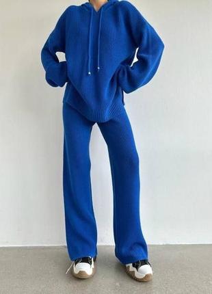 Ангоровий костюм светр з боковими розрізами + штани палаццо кльош вільного крою 🔥4 фото