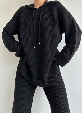 Ангоровий костюм светр з боковими розрізами + штани палаццо кльош вільного крою 🔥6 фото