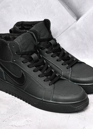 Шкіряні зимові черевики nike black