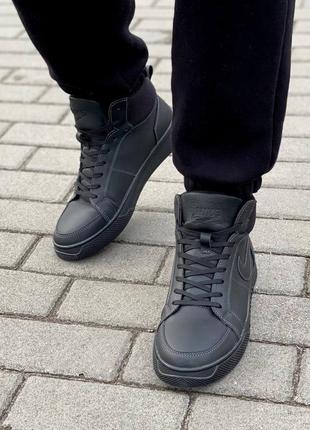 Кожаные зимние ботинки nike black5 фото