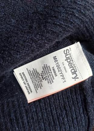 🫐 superdry 60% овеча вовна 40% нейлон 🫐 м m темно синій графітовий светр lambswool шерсть теплий10 фото