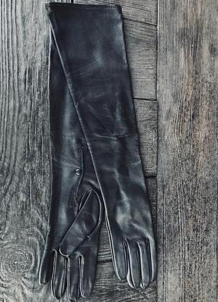 Перчатки длины из натуральной кожи наппа угольно чёрные подарок новый год редво luisa spagnoli made in italy 🇮🇹1 фото