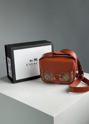 Coach коричневая кожаная сумка бренд мини9 фото