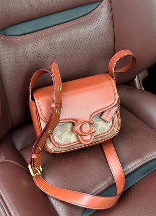 Coach коричневая кожаная сумка бренд мини8 фото
