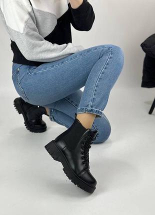 Стильные ботинки женские кожаные зимние в черном цвете 🔥🔥🔥2 фото