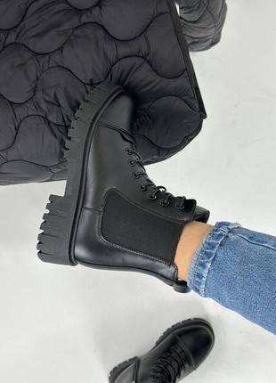 Стильные ботинки женские кожаные зимние в черном цвете 🔥🔥🔥4 фото
