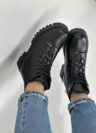 Стильные ботинки женские кожаные зимние в черном цвете 🔥🔥🔥3 фото