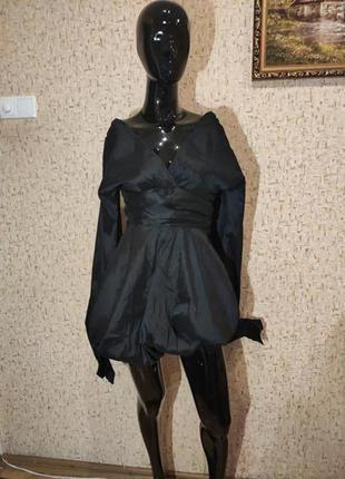 Шикарное мини платье с пышными рукавами3 фото