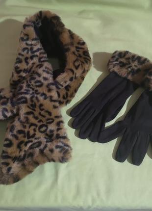 Atmosphere шарф й перчатки 🧤 в 🐯 принт1 фото