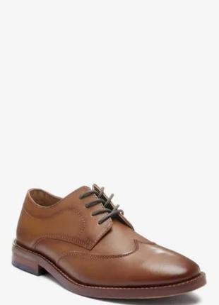 Кожаные светло-коричневые туфли next 33.5-34.5 р.(2) на мальчика2 фото