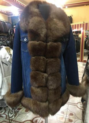 Джинсова парка натуральний песець2 фото