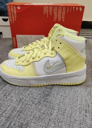 Кроссовки женские высокие nike dunk high up rebel lemon yellow найки данки1 фото