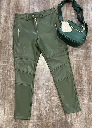 Брюки, леггинсы экокожа, брюки утепленные, высокая посадка