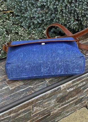 Laura ashley английская стильная оригинальная сумка кроссбоди кожа/ текстиль6 фото