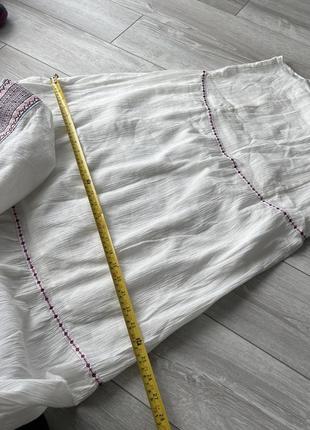 Біла довга сукня з вишивкою сарафан на бретелях котоновий жатка сарафан в стилі бохо2 фото