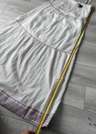 Біла довга сукня з вишивкою сарафан на бретелях котоновий жатка сарафан в стилі бохо9 фото